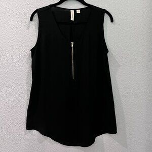 Tacera Black Dressy Zipper Sleeveless Blouse